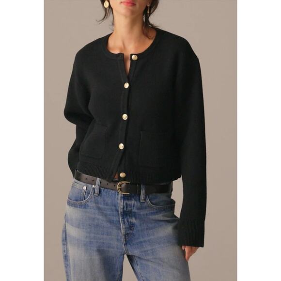 NWT J. Crew New Relaxed Emilie Sweater Lady Jacket Sweater Black S - Picture 1 of 7
